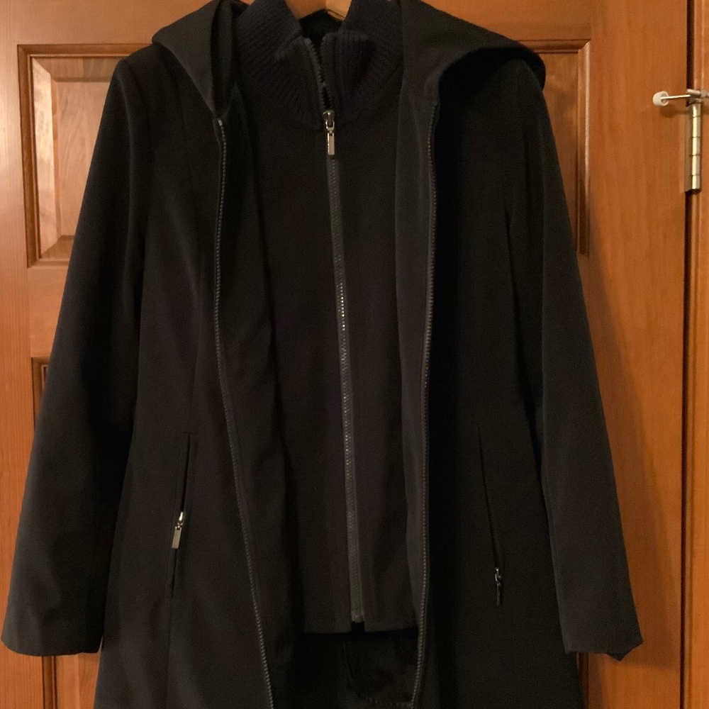 Anne Klein Womens Seasons Coat, PS, Hooded, Removable Lining, Black - Picture 2 of 7